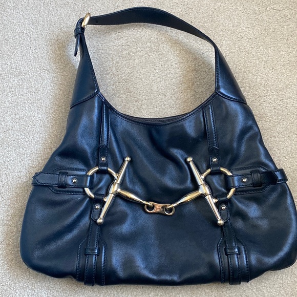 Black with gold hardware Gucci shoulder bag hobo - Picture 1 of 8